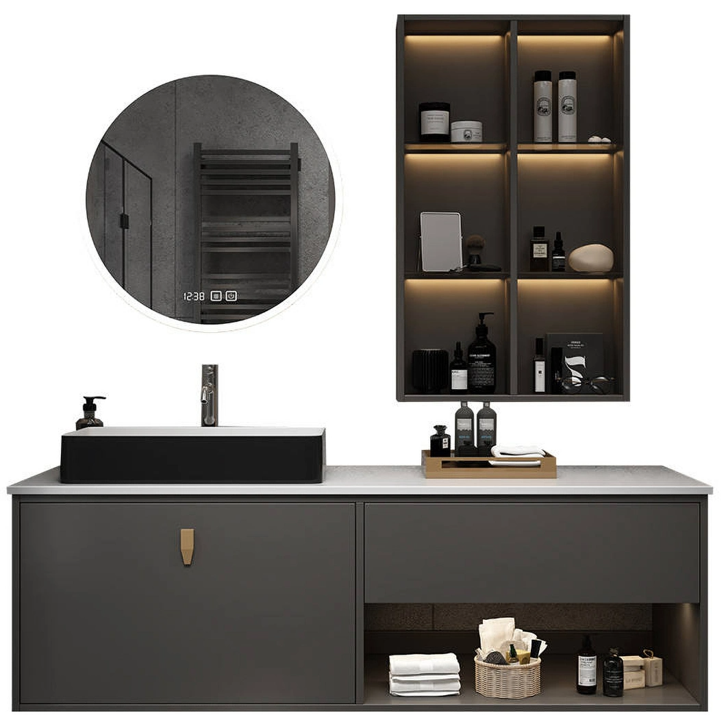 Factory Hot Seller Marmor Bänkskiva Badrumsskåp Kommode Modern Vit Dubbelväggmonterad Handfatsskåp