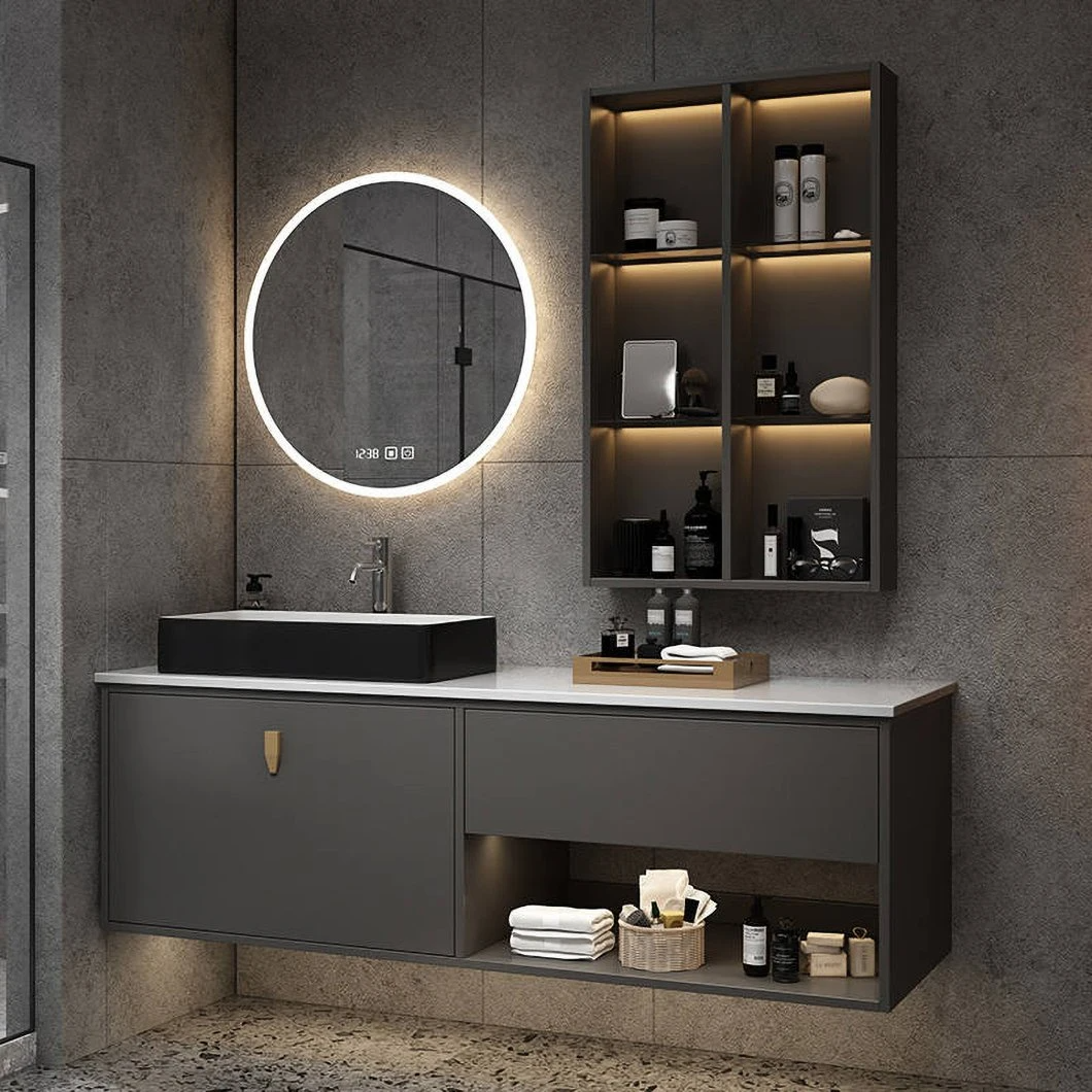 Factory Hot Seller Marmor Bänkskiva Badrumsskåp Kommode Modern Vit Dubbelväggmonterad Handfatsskåp