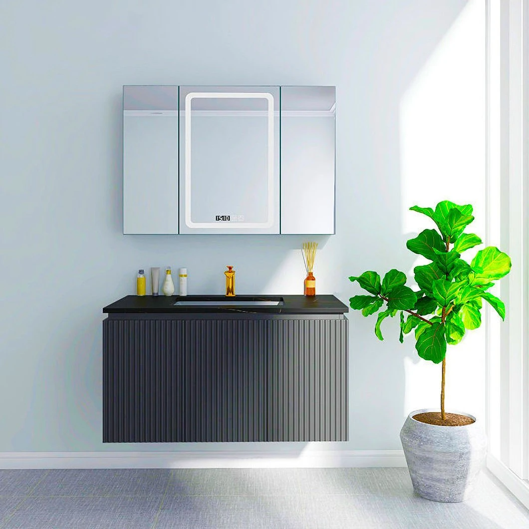 Väggfäste badrumssmärta i marmor med LED-spegel Sminkbord Smart spegelskåp för badrum