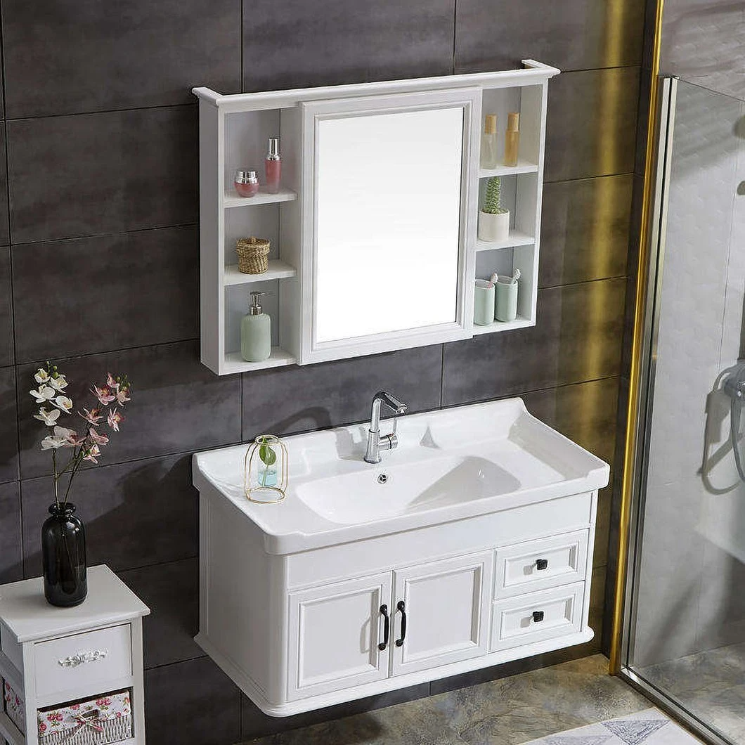 2021 Varmvattentät Kina Sminkskåp Lavabo Trädesign Hörnvägg Spegel Tvättställ Badrumsskåp Vanity Home Center