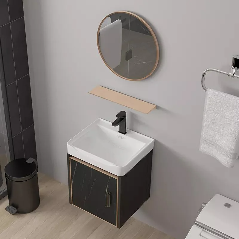 Vattentät Modern Spegel Väggmontering Aluminiumskåp Liten Vanity Set Badrumsskåp med handfat