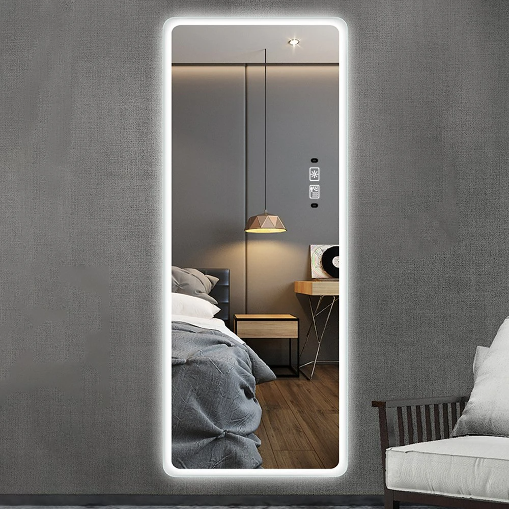 Stor vägg LED-omklädningsrumsspegel Smart LED-upplyst hellängdsspegel