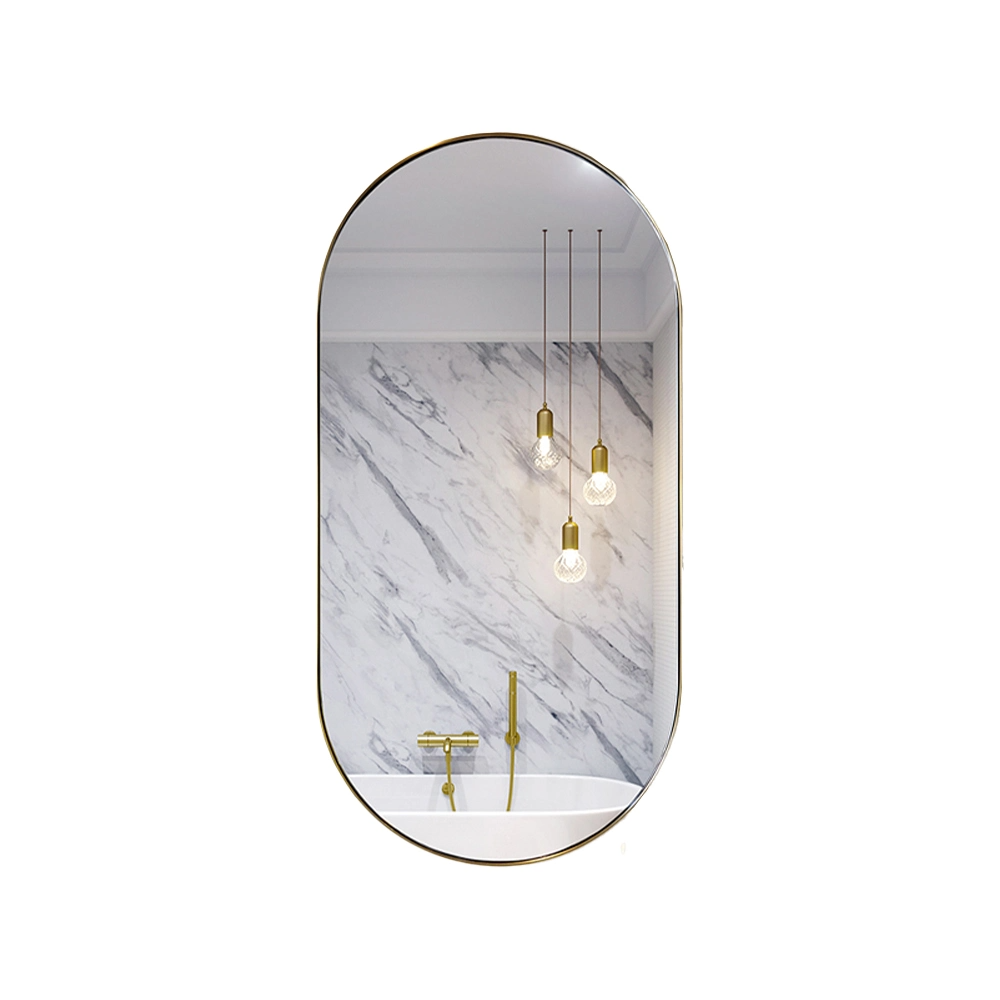 Hög kvalitet Oval Modern Stor Silver Chrome Helvägg badrumsglasspegel