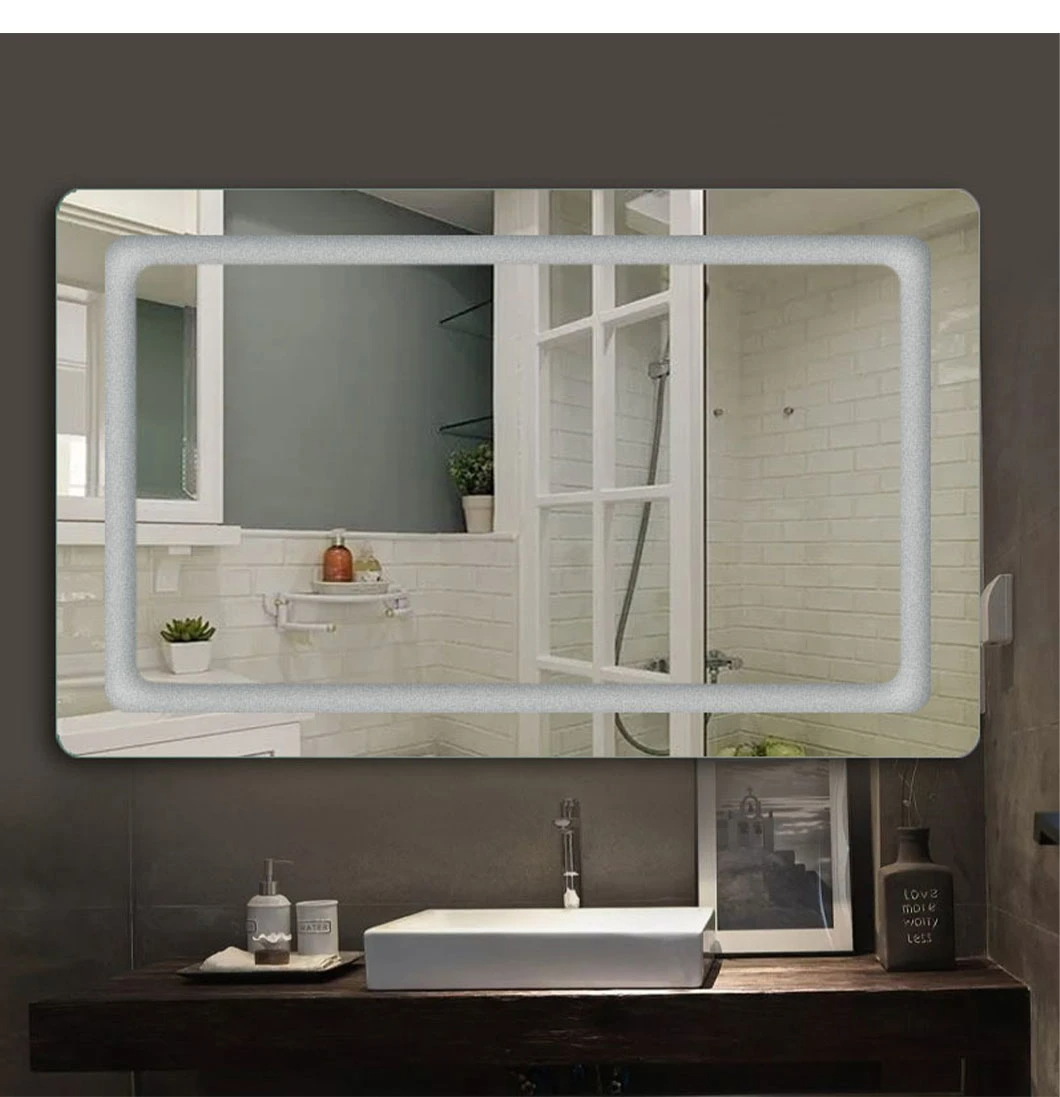 Hot Sale Defogger Rektangel Smart LED Badrumsspegel Pekskärm LED Bakgrundsbelyst Spegel