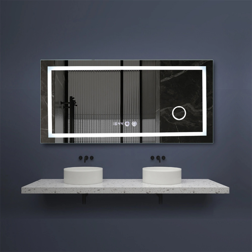 Lyxig heminredning smart tvättställsspegel LED badrum ramlös bakgrundsbelyst väggglas sminkspegel