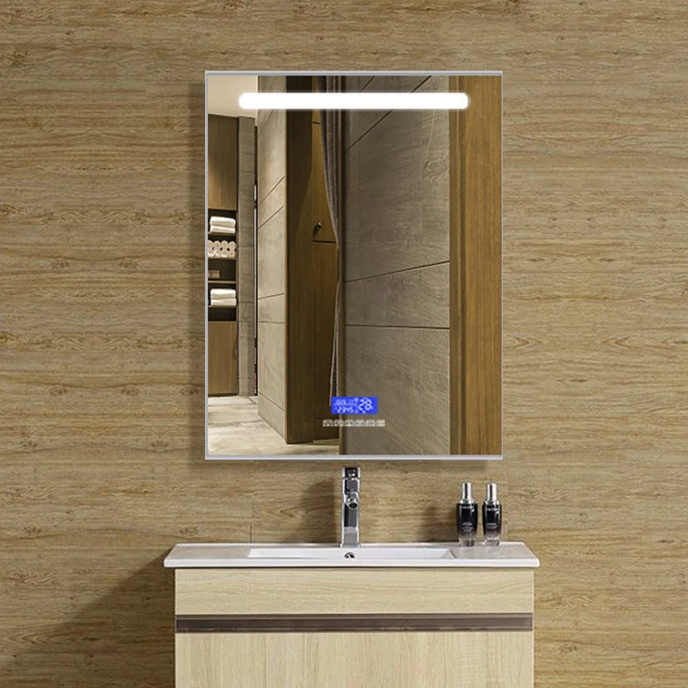 Anti-dimma LED Badrum Smart Mirror med Bluetooth-högtalare Time Temperature Display