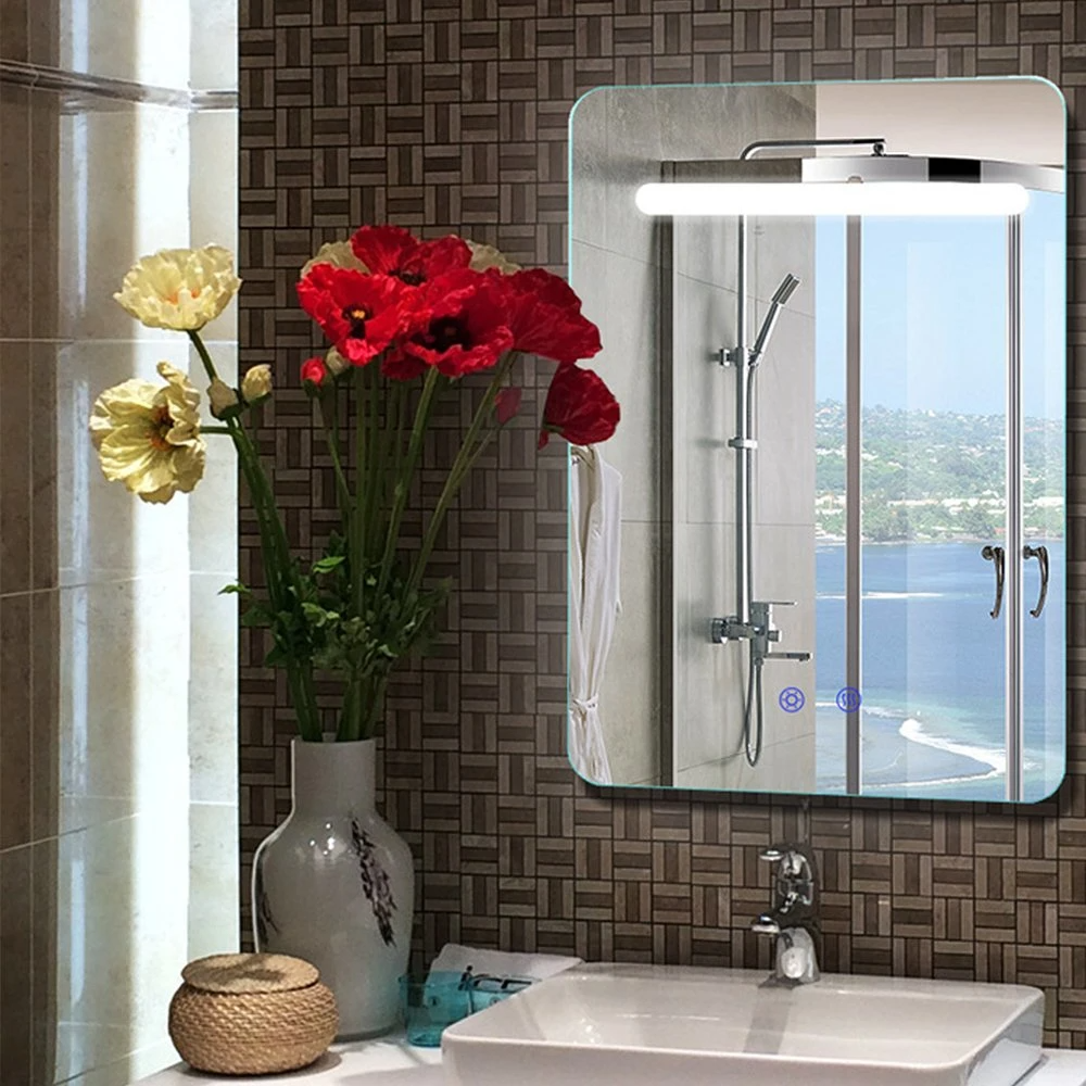 Anti-dimma LED Badrum Smart Mirror med Bluetooth-högtalare Time Temperature Display