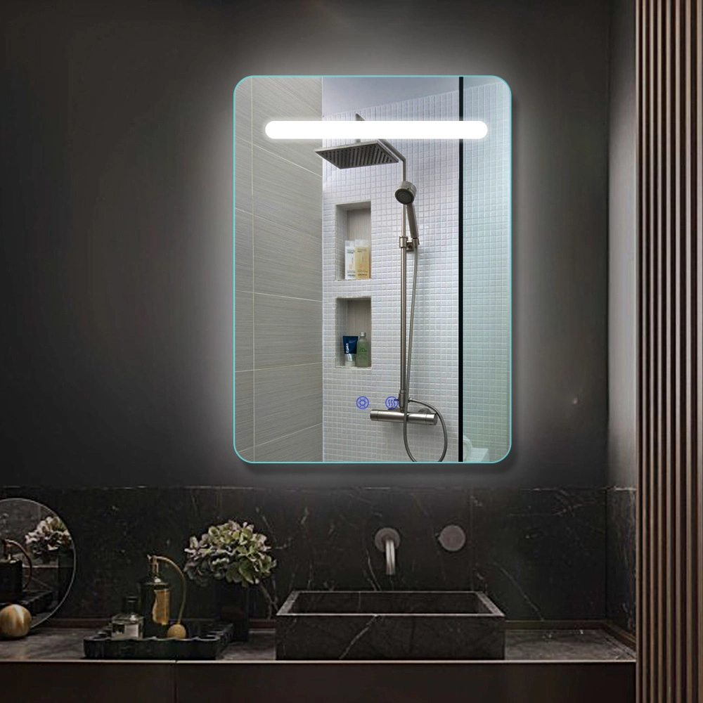 Anti-dimma LED Badrum Smart Mirror med Bluetooth-högtalare Time Temperature Display