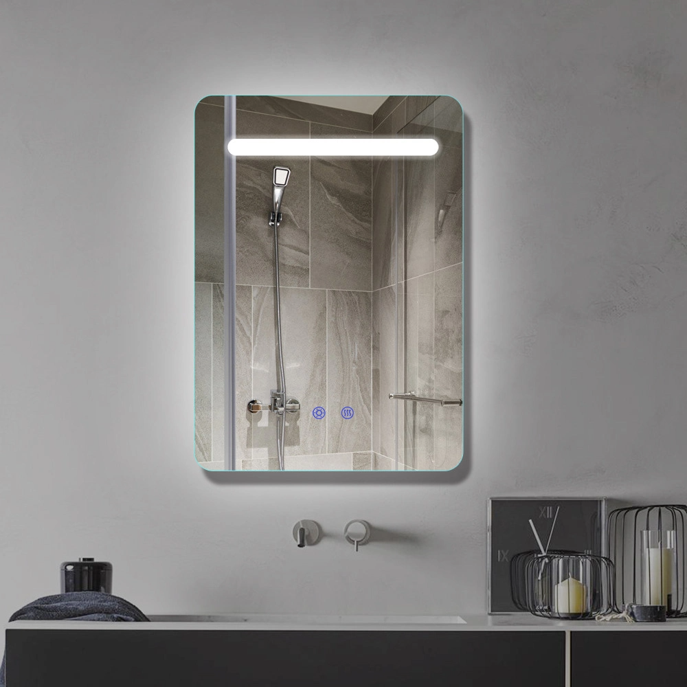 Anti-dimma LED Badrum Smart Mirror med Bluetooth-högtalare Time Temperature Display