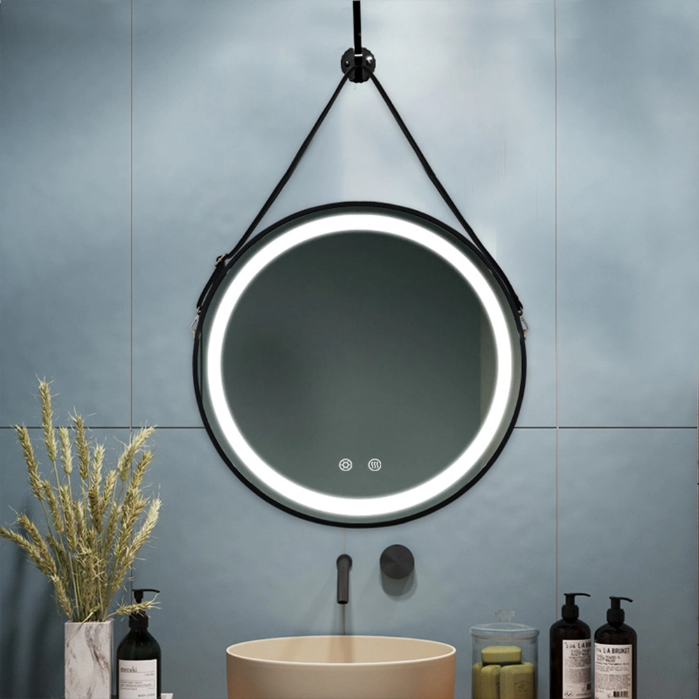 Killar Hot Sale Badrumsspegel 60cm 80cm Hotell Dekorativ Modern Rund Vägg Anti-Imma Badrumsspegel med LED