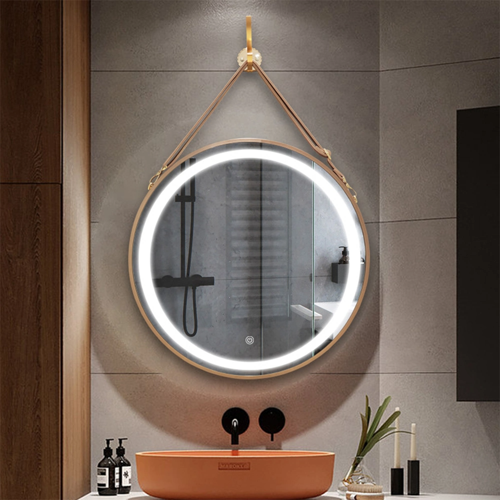Killar Hot Sale Badrumsspegel 60cm 80cm Hotell Dekorativ Modern Rund Vägg Anti-Imma Badrumsspegel med LED