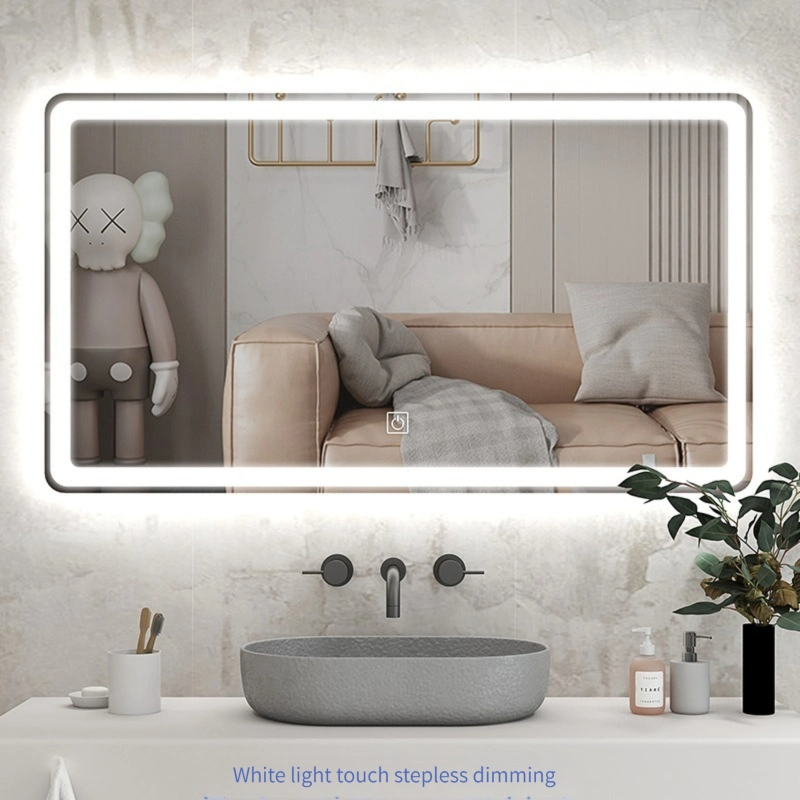 Hot Sale Rektangel Aluminium Vanity Android Mirror Smart LED Badrumsspegel för hotell