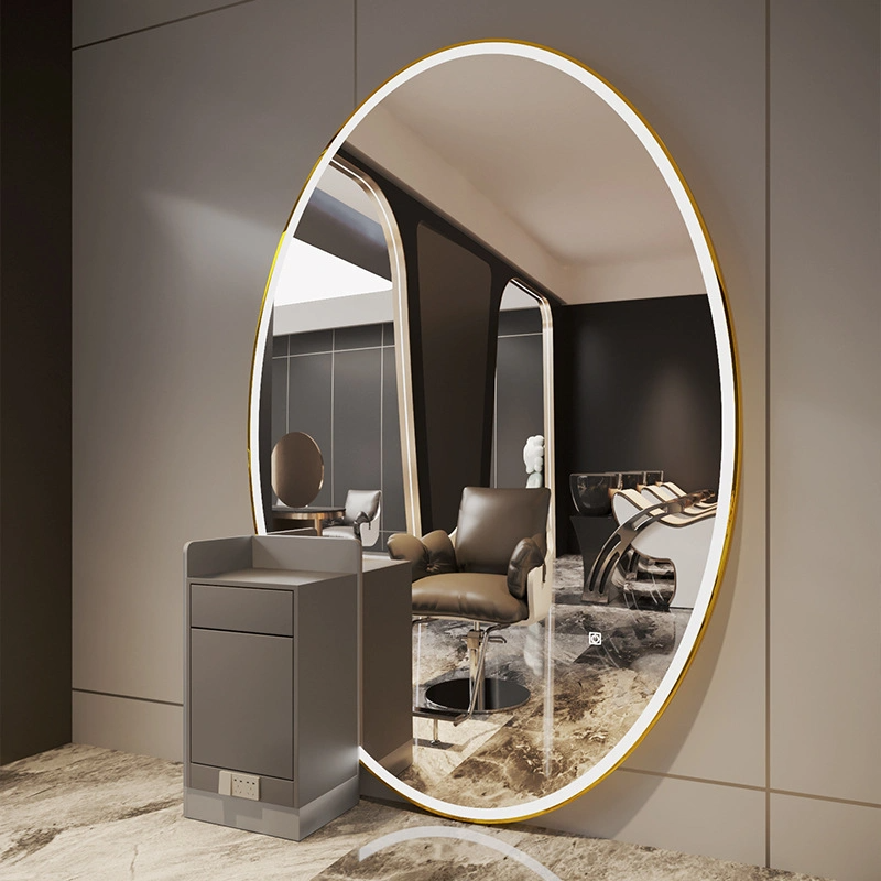 Nytt mode Stor storlek Salong Spegel Anpassad LED Light Styling Station Skönhetsspegel Frisörmöbler