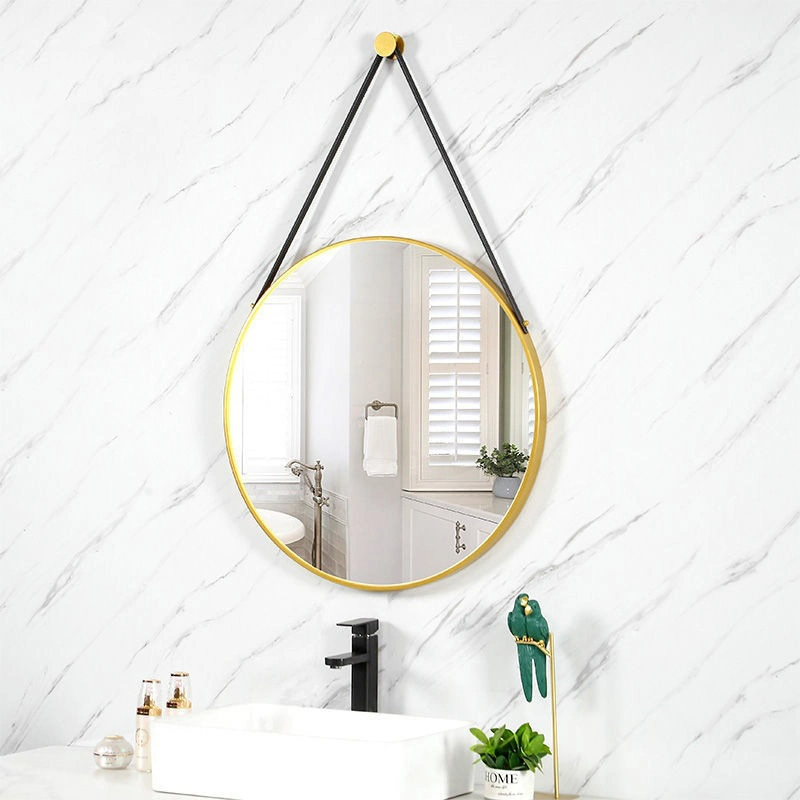 Mode Modern Style PU Bälte Väggspeglar Heminredning Hängspegel Rund Dekor Väggspegel