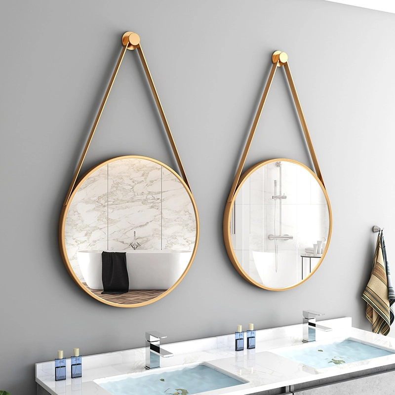 Mode Modern Style PU Bälte Väggspeglar Heminredning Hängspegel Rund Dekor Väggspegel