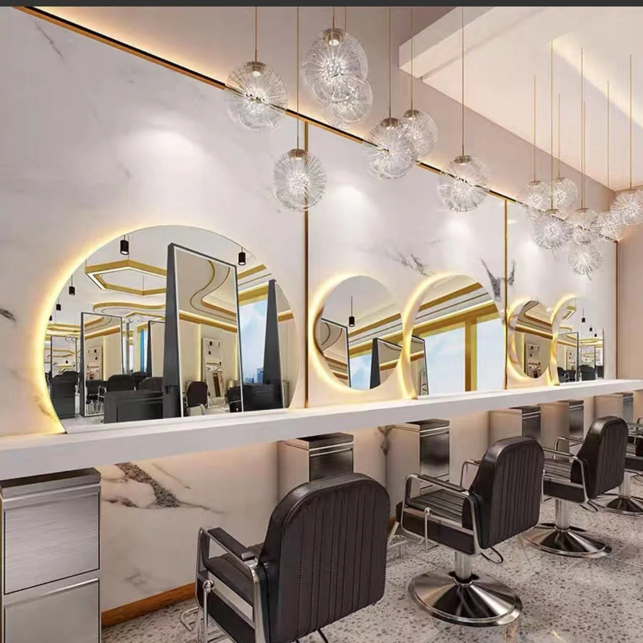 Frisör Spegelsalong Rund Barbershop Spegelbord Frisörsalong Special Europeisk Glassalongsmöbler
