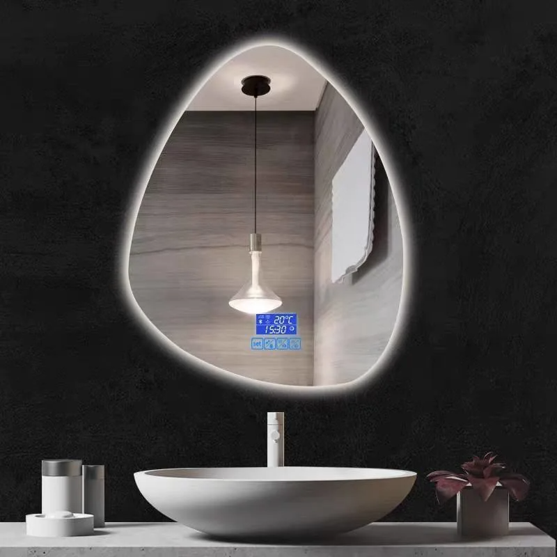 Oregelbunden anpassad belysning Badrumsspegel Väggmonterat badkar Speciellt intresse Smart LED-spegel