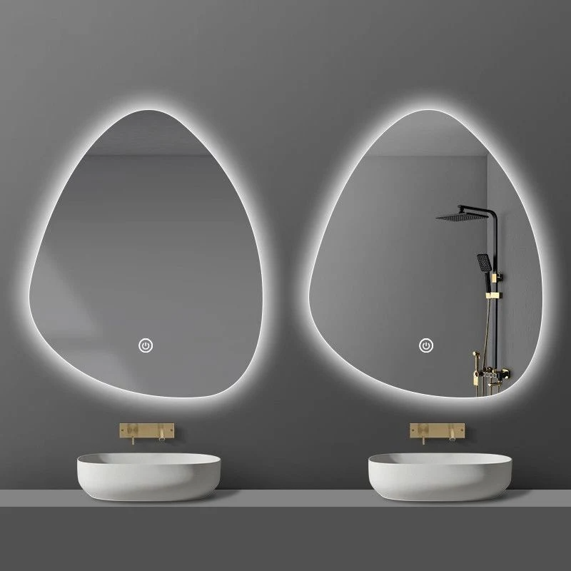 Oregelbunden anpassad belysning Badrumsspegel Väggmonterat badkar Speciellt intresse Smart LED-spegel