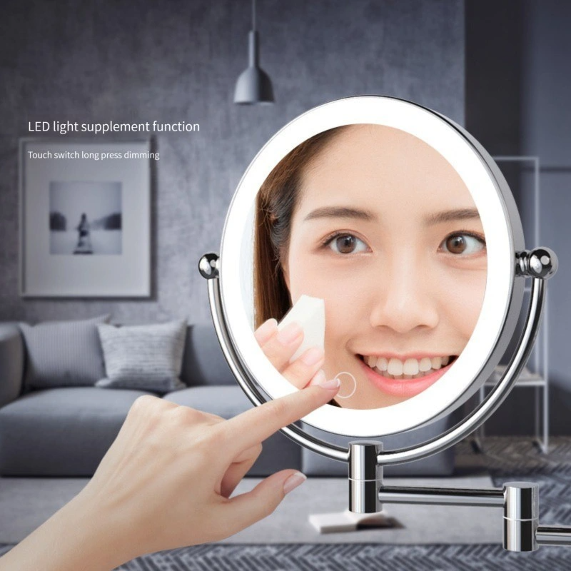 Förstorande Väggfäste Upplyst LED Makeup Sminkspegel LED-upplyst LED-upplyst badrumsspegel