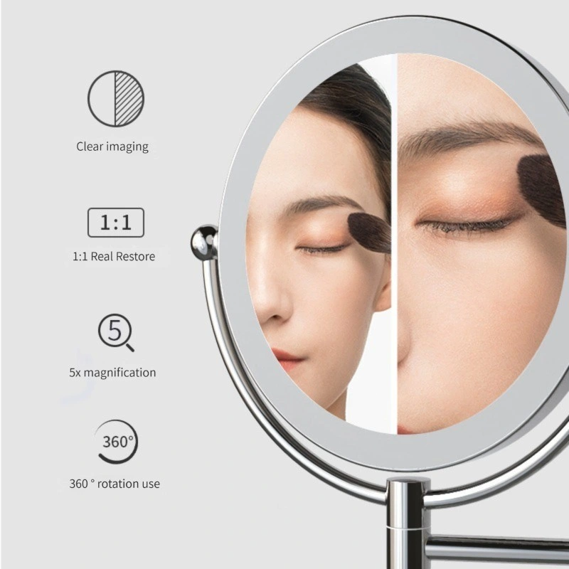 Förstorande Väggfäste Upplyst LED Makeup Sminkspegel LED-upplyst LED-upplyst badrumsspegel