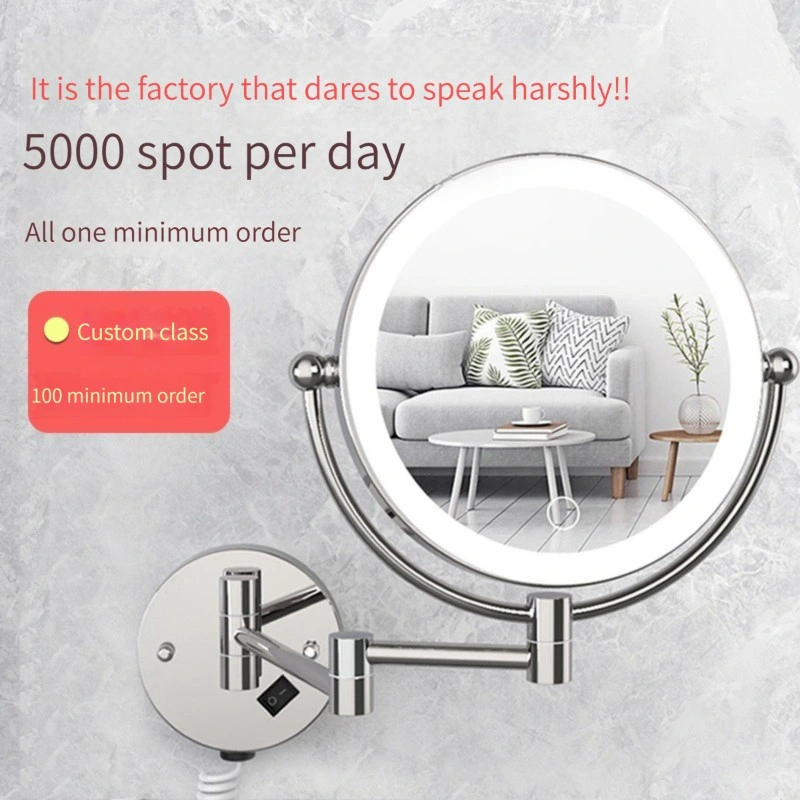 Förstorande Väggfäste Upplyst LED Makeup Sminkspegel LED-upplyst LED-upplyst badrumsspegel