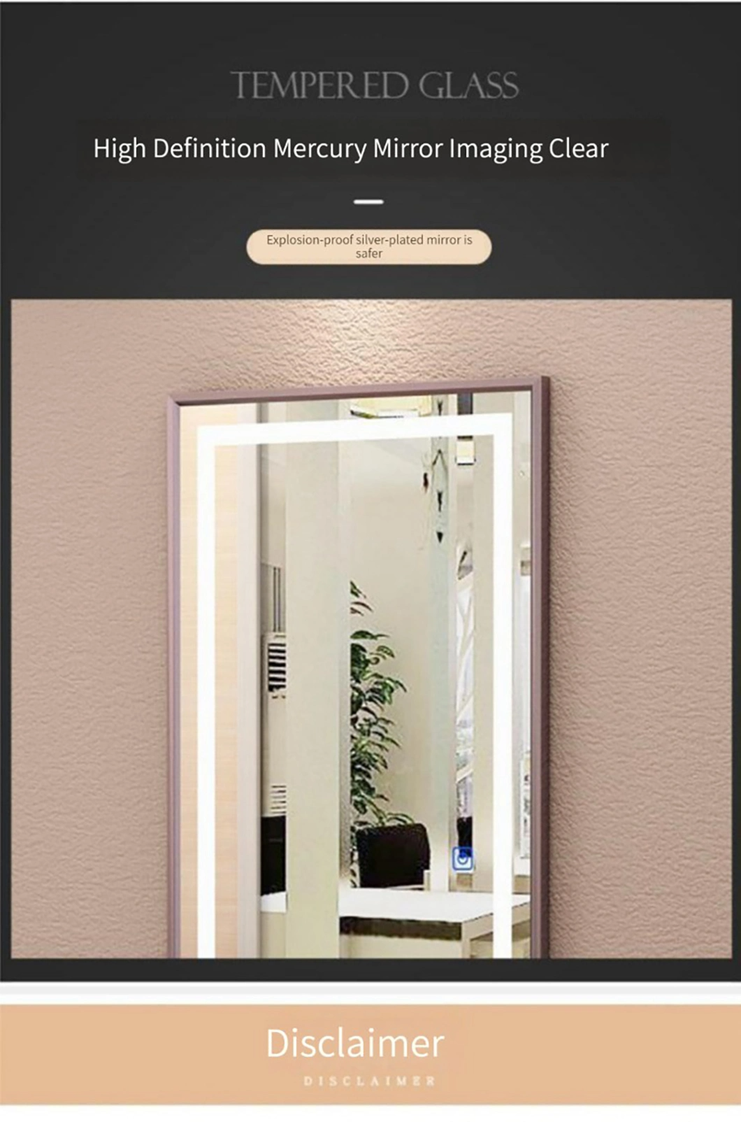 Väggmonterad LED Salong Mirror Light Smart Mirror Rektangel Defogger Dressing Grossist Full Längd Spegel LED