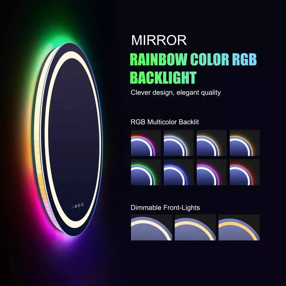 Moderna badrumsskåp Stora väggmonterade hemmöbler Sovrumsbakgrundsbelysning Smart Makeup Half Moon Salon RGB LED-spegel