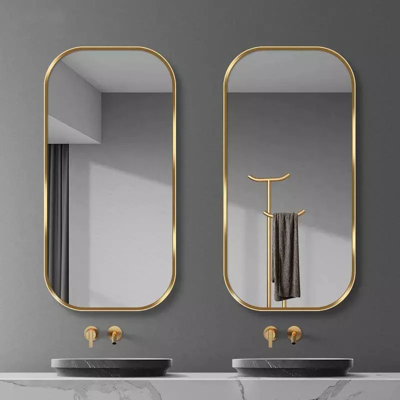 Hotellväggmonterad oval badspegel Guldram Smart LED-spegelavfuktare Upplyst Upvaniity badrumsspegel